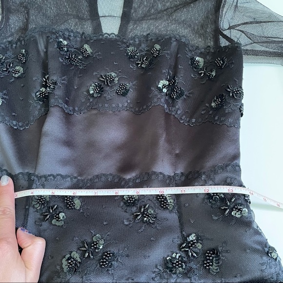 Lillie Rubin Black Long Mesh Sleeve Beaded Dress 6 - Picture 11 of 16